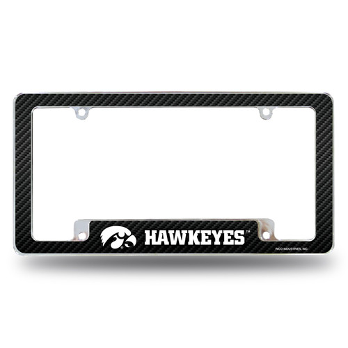 Iowa Hawkeyes Carbon Fiber Chrome License Plate Frame