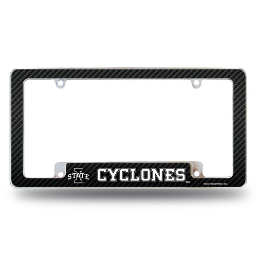 Iowa State Cyclones Carbon Fiber Chrome License Plate Frame