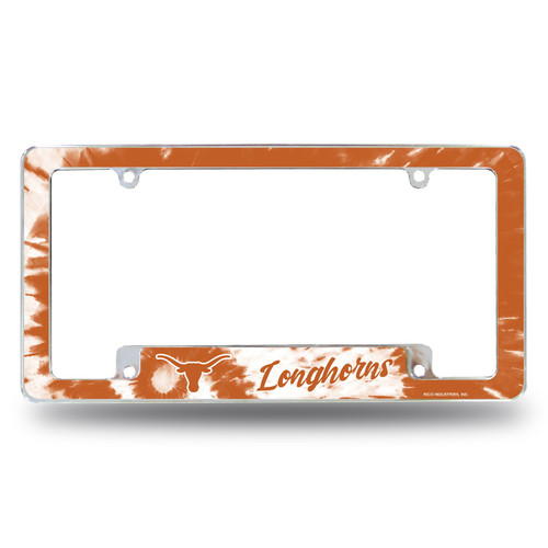 Texas Longhorns Tie Dye Chrome License Plate Frame