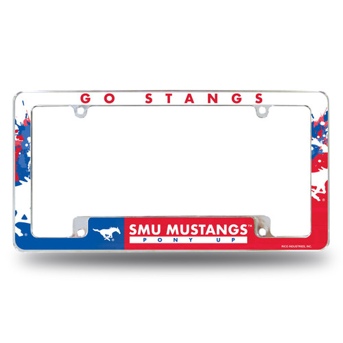 Southern Methodist Mustangs All Over Chrome License Plate Frame