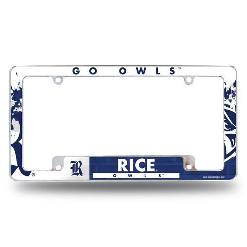 Rice Owls All Over Chrome License Plate Frame