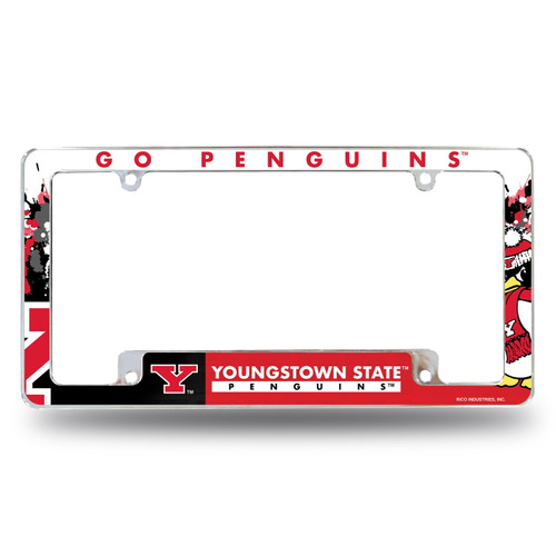 Youngstown State Penguins All Over Chrome License Plate Frame