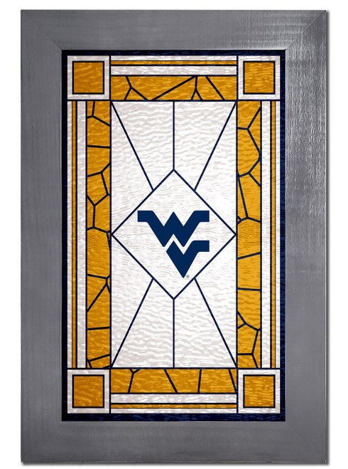 West Virginia Mountaineers Stained Glass with Frame