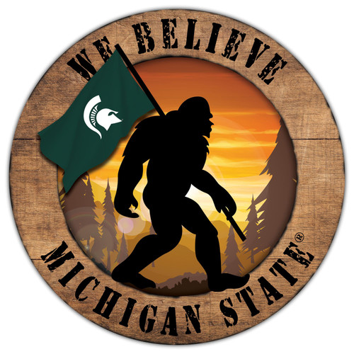 Michigan State Spartans Bigfoot 12" Circle Sign