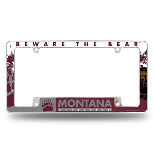 Montana Grizzlies All Over Chrome License Plate Frame