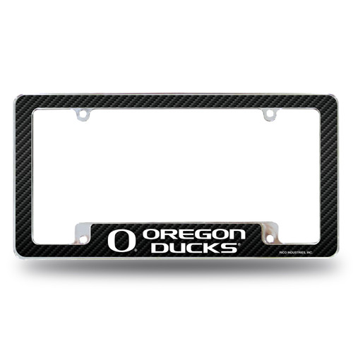 Oregon Ducks Carbon Fiber Chrome License Plate Frame