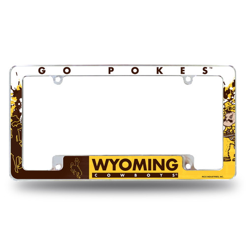 Wyoming Cowboys All Over Chrome License Plate Frame