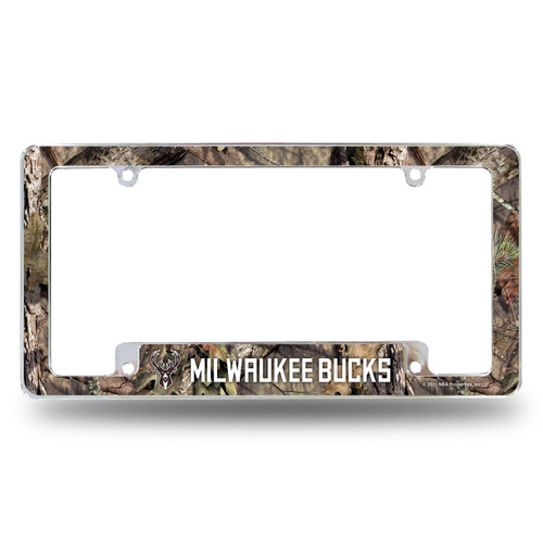 Milwaukee Bucks Mossy Oak Camo Chrome License Plate Frame