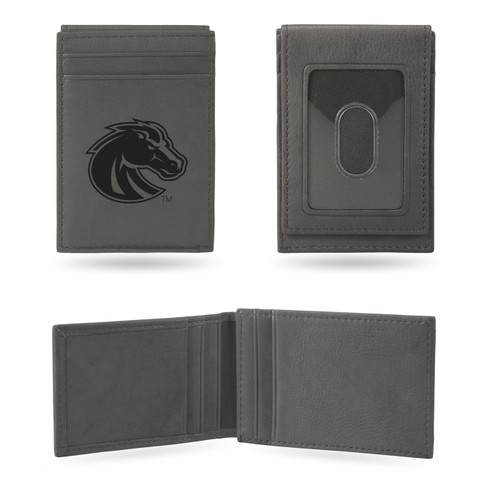 Boise State Broncos Gray Laser Engraved Front Pocket Wallet