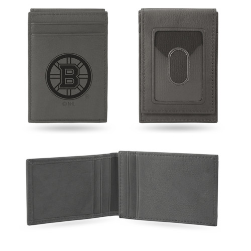 Boston Bruins Gray Laser Engraved Front Pocket Wallet