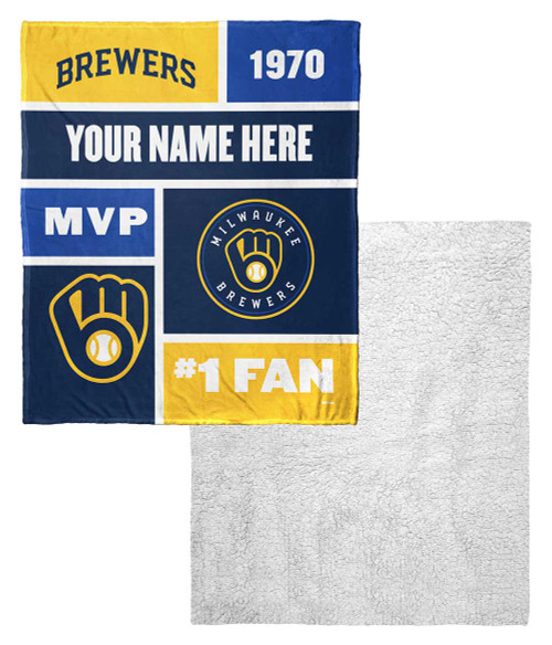 Milwaukee Brewers 50" x 60" Colorblock Personalized Silk Touch Sherpa Throw Blanket