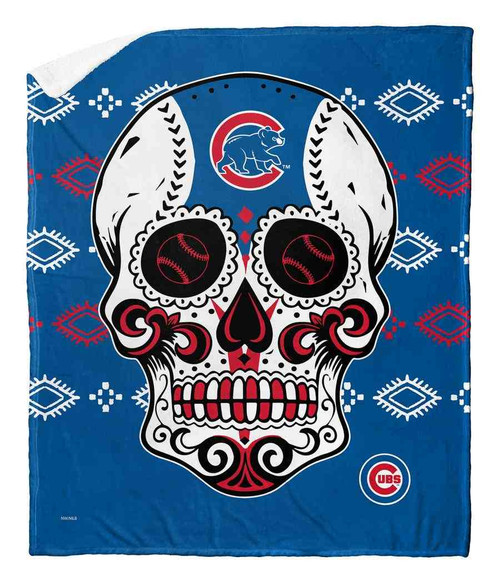 Chicago Cubs 50" x 60" Candy Skull Silk Touch Sherpa Throw Blanket