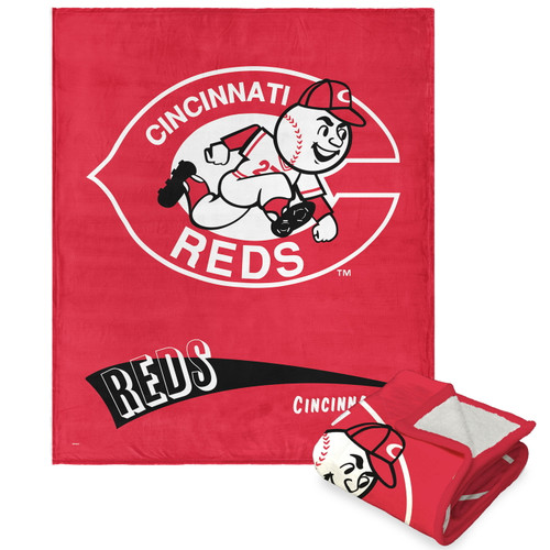 Cincinnati Reds 50" x 60" Throwback Silk Touch Sherpa Throw Blanket