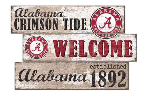 Alabama Crimson Tide Welcome 3 Plank Sign
