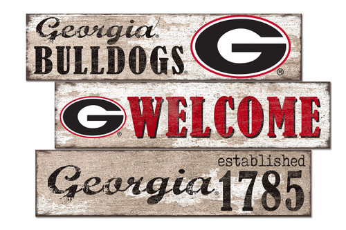 Georgia Bulldogs Welcome 3 Plank Sign