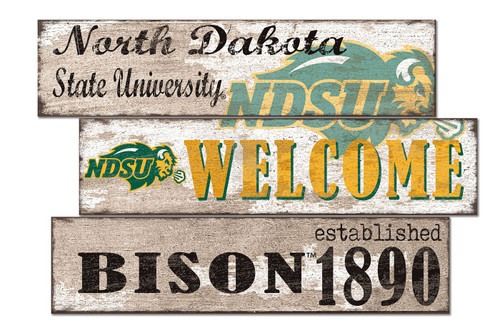 North Dakota State Bison Welcome 3 Plank Sign