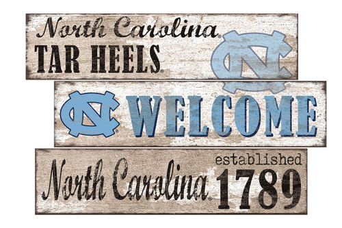 North Carolina Tar Heels Welcome 3 Plank Sign