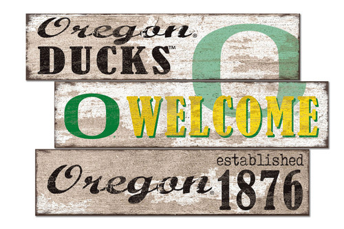 Oregon Ducks Welcome 3 Plank Sign