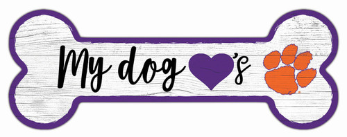 Clemson Tigers 6" x 12" Dog Bone Sign