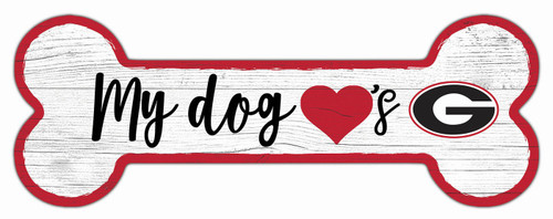 Georgia Bulldogs 6" x 12" Dog Bone Sign
