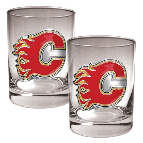 Calgary Flames NHL Rocks Glass - Set of 2