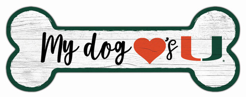 Miami Hurricanes 6" x 12" Dog Bone Sign