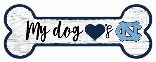 North Carolina Tar Heels 6" x 12" Dog Bone Sign