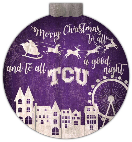 Texas Christian Horned Frogs 12" Christmas Village Wall Art