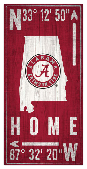 Alabama Crimson Tide 6" x 12" Coordinates Sign