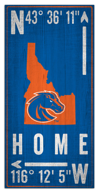 Boise State Broncos 6" x 12" Coordinates Sign
