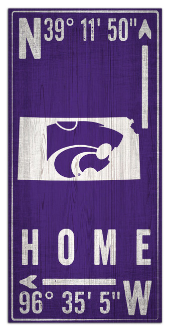 Kansas State Wildcats 6" x 12" Coordinates Sign