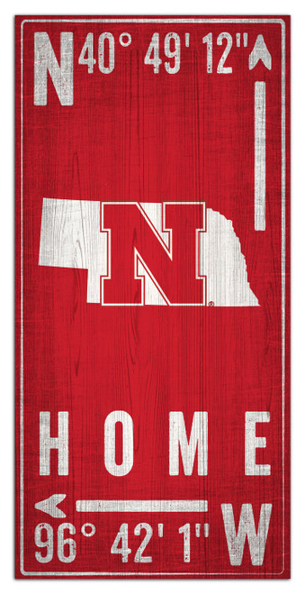 Nebraska Cornhuskers 6" x 12" Coordinates Sign