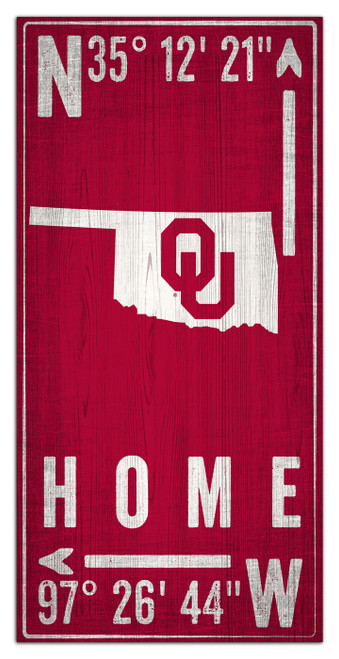 Oklahoma Sooners 6" x 12" Coordinates Sign