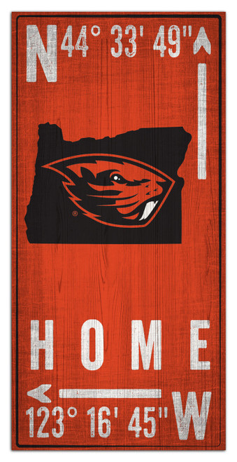 Oregon State Beavers 6" x 12" Coordinates Sign