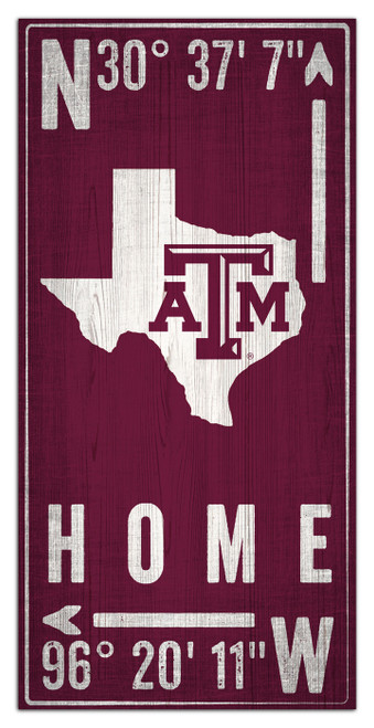 Texas A&M Aggies 6" x 12" Coordinates Sign