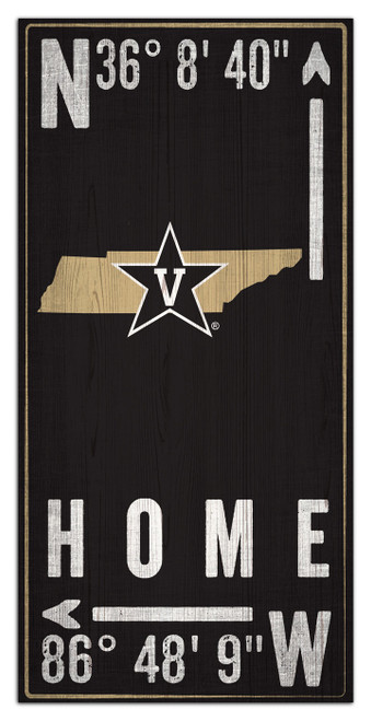 Vanderbilt Commodores 6" x 12" Coordinates Sign