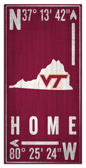 Virginia Tech Hokies 6" x 12" Coordinates Sign