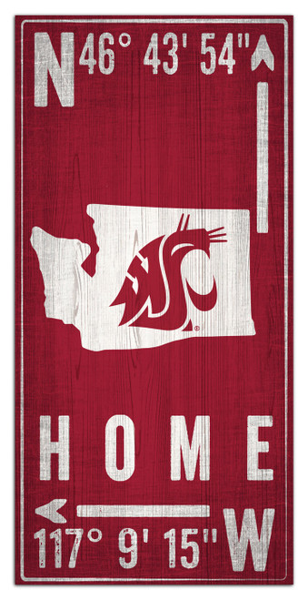 Washington State Cougars 6" x 12" Coordinates Sign