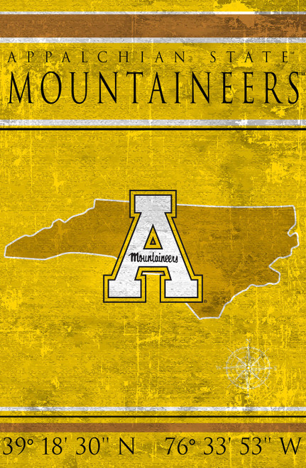 Appalachian State Mountaineers 17" x 26" Coordinates Sign