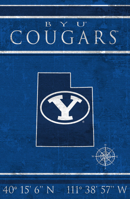 BYU Cougars 17" x 26" Coordinates Sign