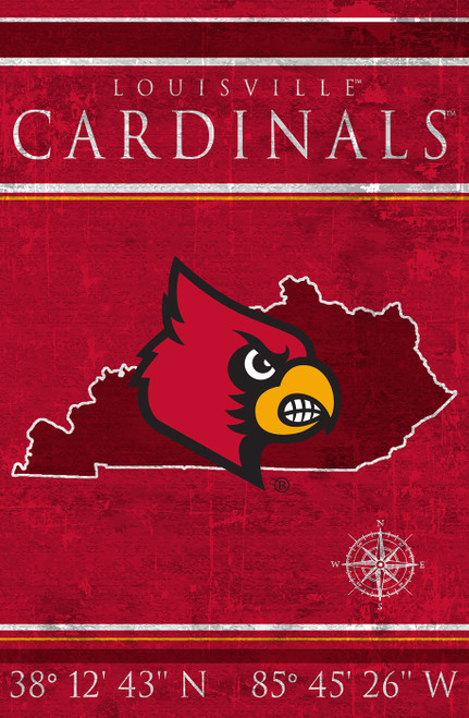 Louisville Cardinals 17 x 26 Coordinates Sign - Sports Unlimited