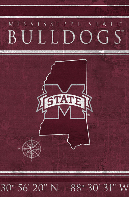 Mississippi State Bulldogs 17" x 26" Coordinates Sign