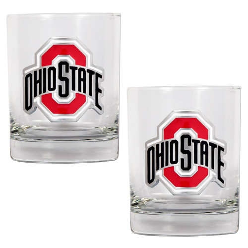 Ohio State Buckeyes College 2-Piece 14 Oz. Rocks Glass Set