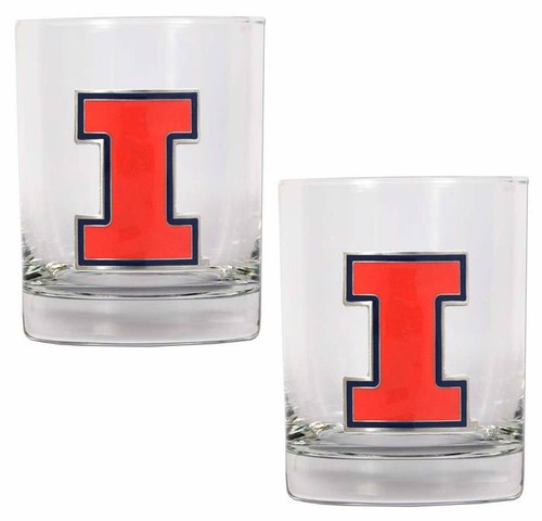 Illinois Fighting Illini College 2-Piece 14 Oz. Rocks Glass Set