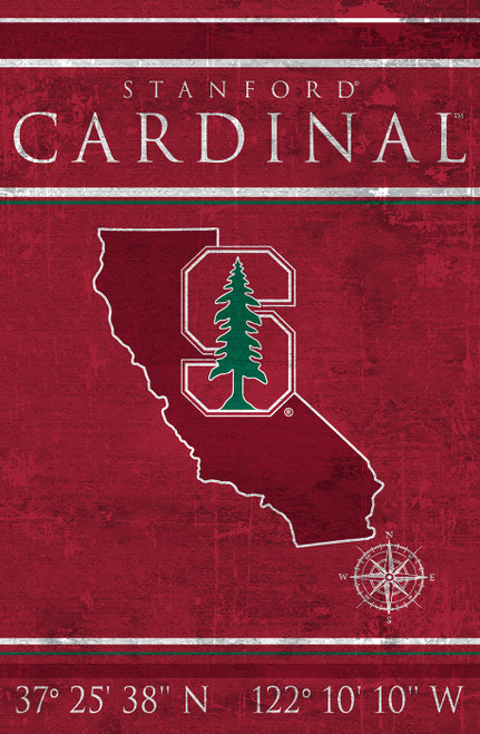 Stanford Cardinal 17" x 26" Coordinates Sign