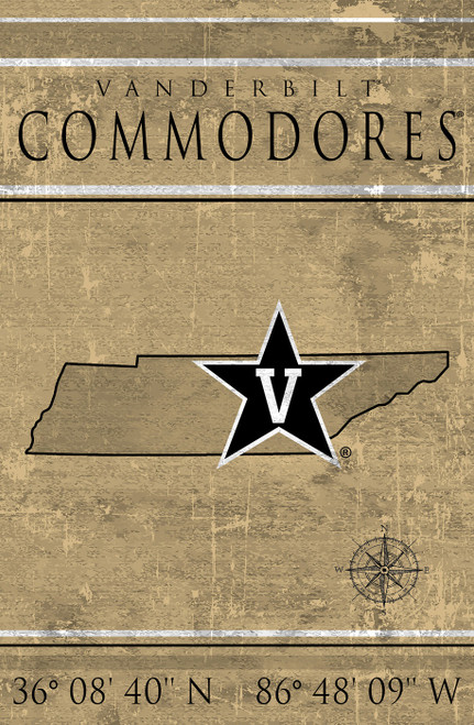 Vanderbilt Commodores 17" x 26" Coordinates Sign
