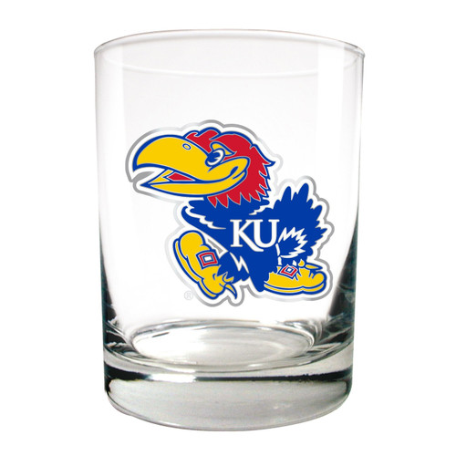 Kansas Jayhawks College 2-Piece 14 Oz. Rocks Glass Set