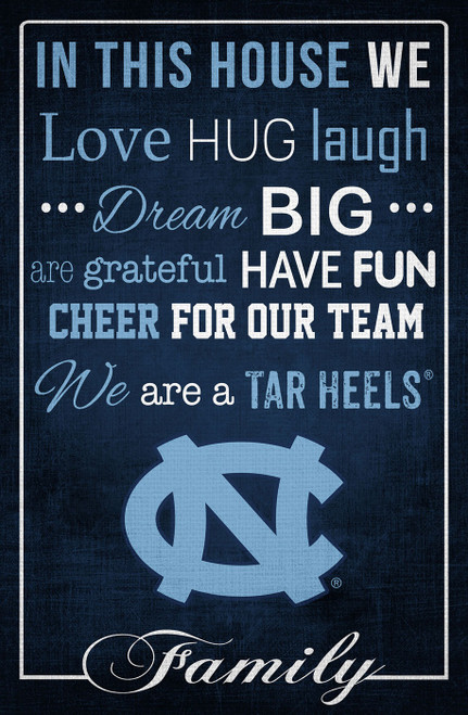 North Carolina Tar Heels 17" x 26" In This House Sign
