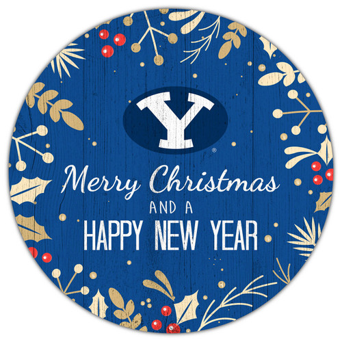 BYU Cougars 12" Merry Christmas & Happy New Year Sign