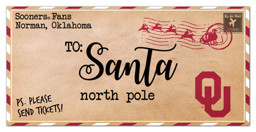 Oklahoma Sooners 6" x 12" To Santa Sign